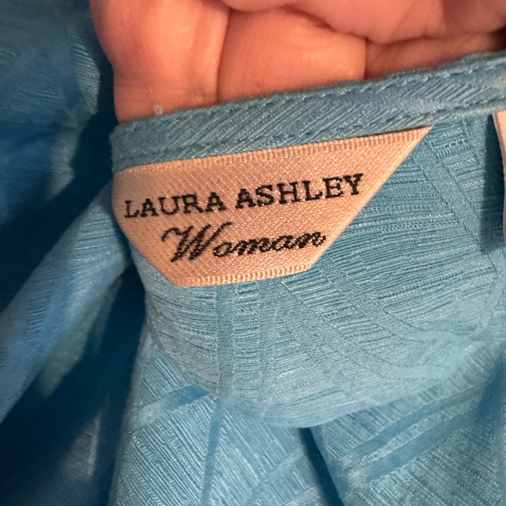 Laura Ashley GORGEOUS    LINEN/SILK  Aqua Blue SPRING/SUMMER  Top   PLUS: 3X   # - Picture 9 of 9